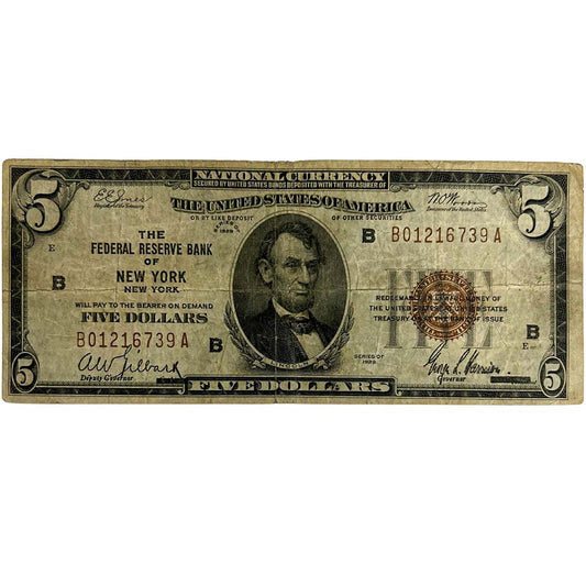 1929 $5 Baltimore Maryland National Currency Note Thumbnail