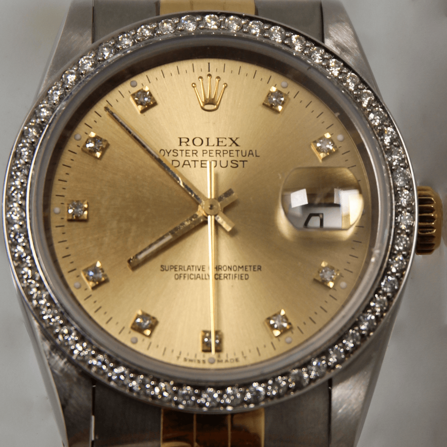 1993 Rolex Datejust Two Tone Watch Close View