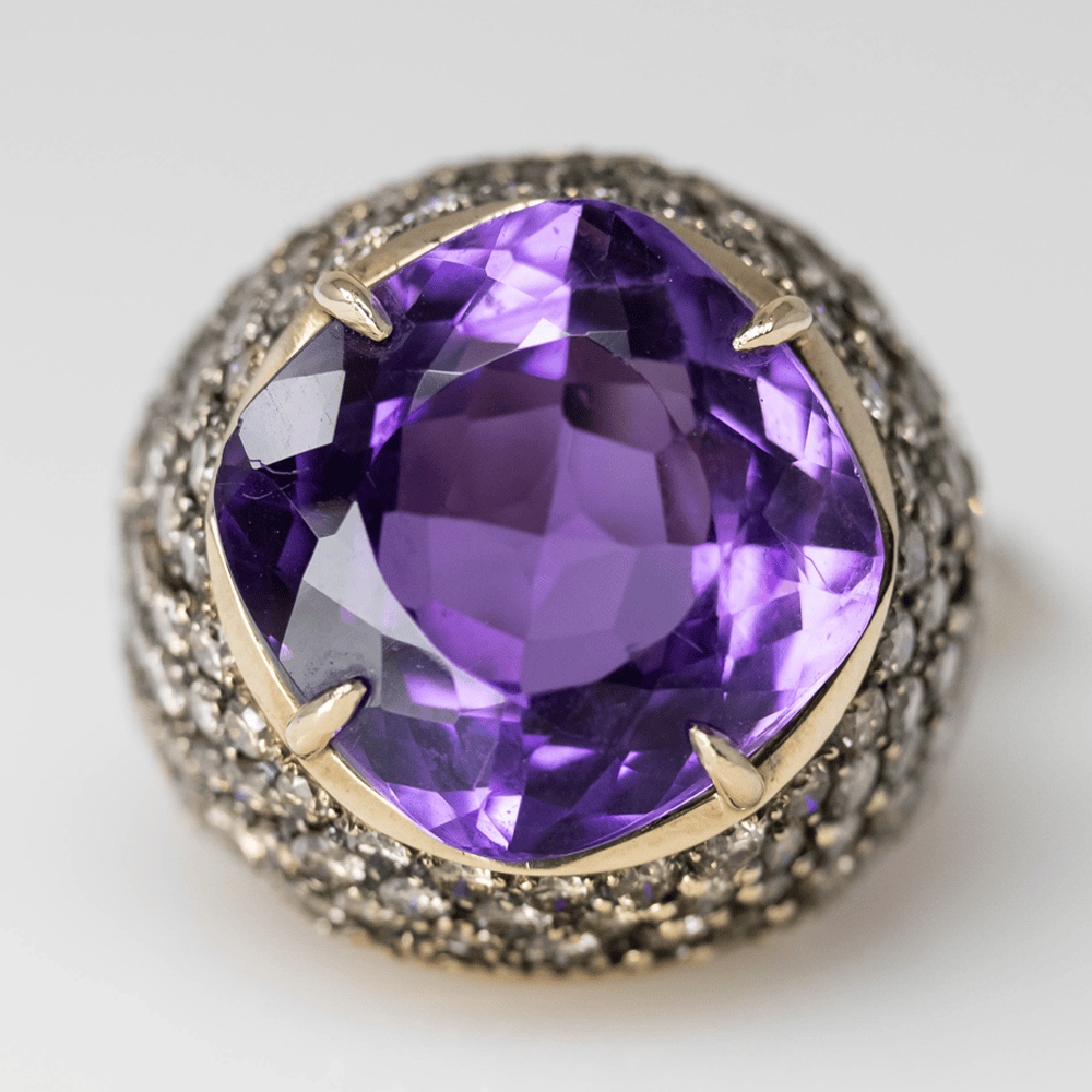 10K Faceted Amethyst Ring Gold & Silver Pawn Shop