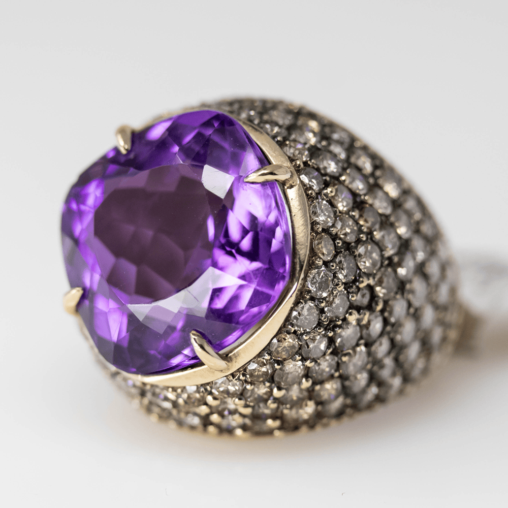 10K Faceted Amethyst Ring Gold & Silver Pawn Shop