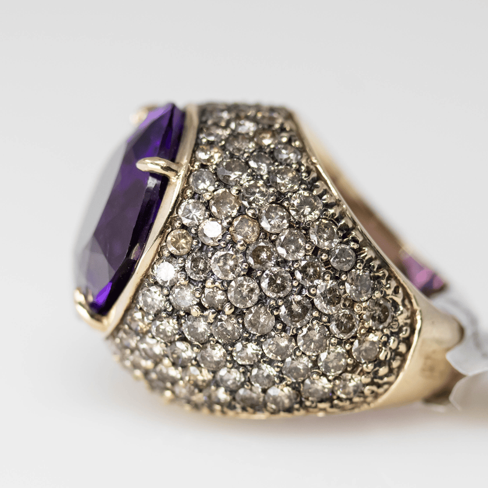 10K Faceted Amethyst Ring Gold & Silver Pawn Shop