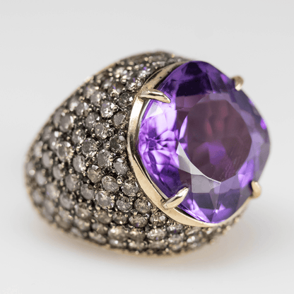 10K Faceted Amethyst Ring Gold & Silver Pawn Shop