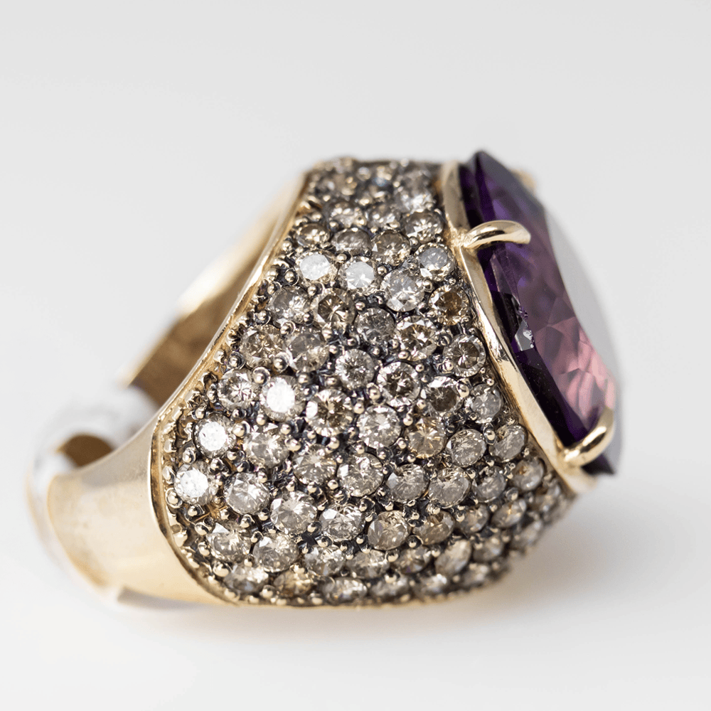 10K Faceted Amethyst Ring Gold & Silver Pawn Shop