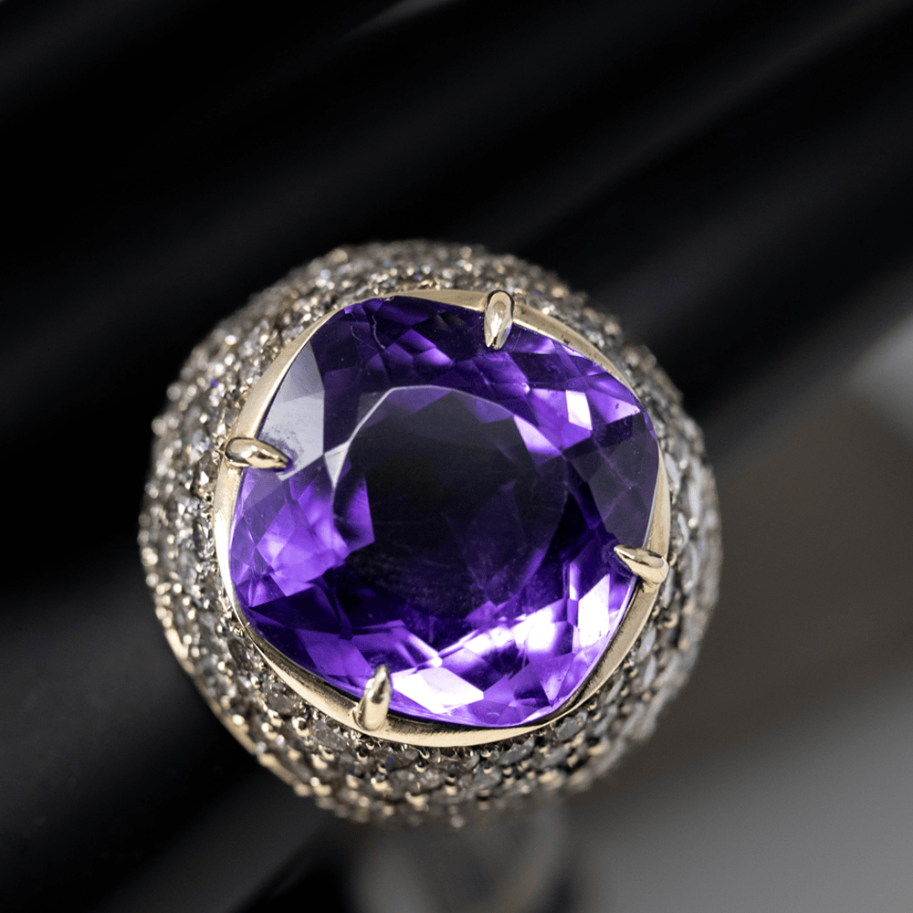 10K Faceted Amethyst Ring Gold & Silver Pawn Shop