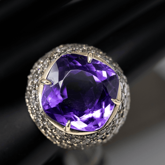 10K Faceted Amethyst Ring Gold & Silver Pawn Shop