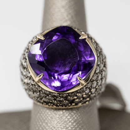 10K Faceted Amethyst Ring Gold & Silver Pawn Shop
