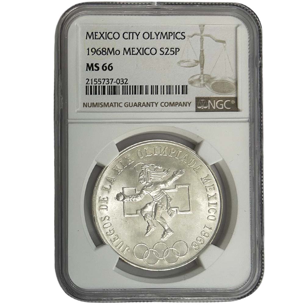 1968Mo Mexico City Olympics Silver 25 Peso NGC MS 66 Thumbnail