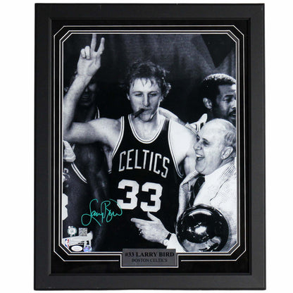 Larry Bird Signed Celtics Photo Frame