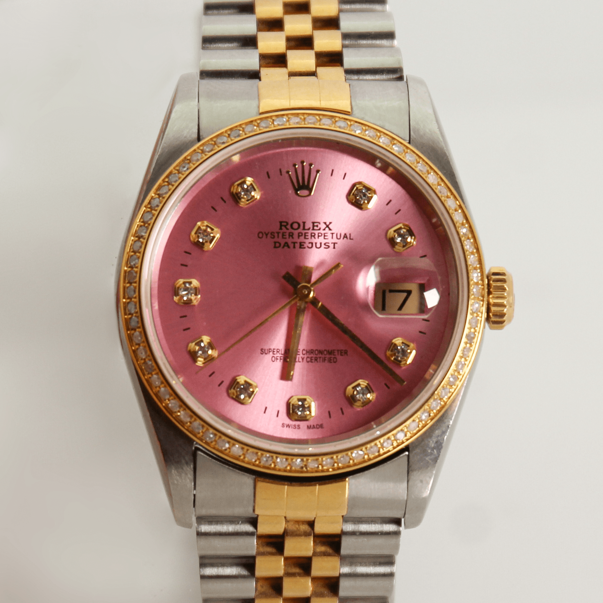 1996 Rolex Datejust Two Tone Pink Dial Watch ZOOM