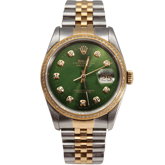 1993 Rolex Datejust Two Tone Green Emerald Dial Watch Thumbnail