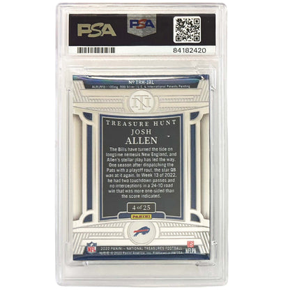 2022 National Treasures Josh Allen Treasure Hunt Card Graded PSA Gem MT 10 Back