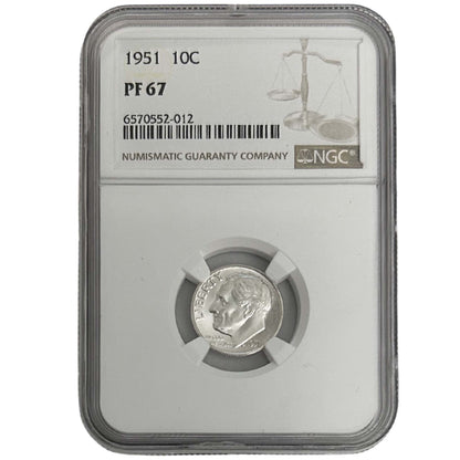 1951 Silver Dime PF67 NGC ZOOM