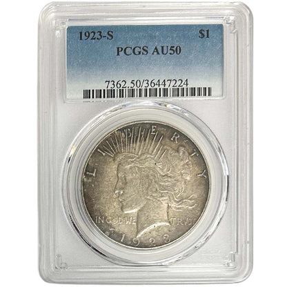 1923-S Peace Silver Dollar PCGS AU50 Thumbnail