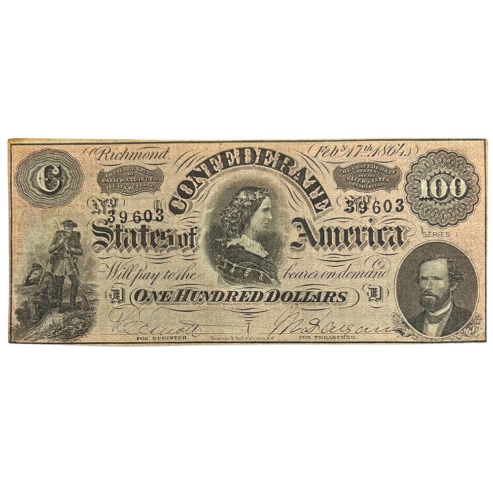 1864 Confederate States of America $100 Federal Reserve Note Thumbnail