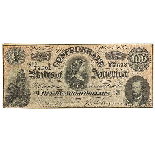 1864 Confederate States of America $100 Federal Reserve Note Thumbnail