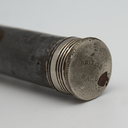 WWI Tin Flash Light Torch Text