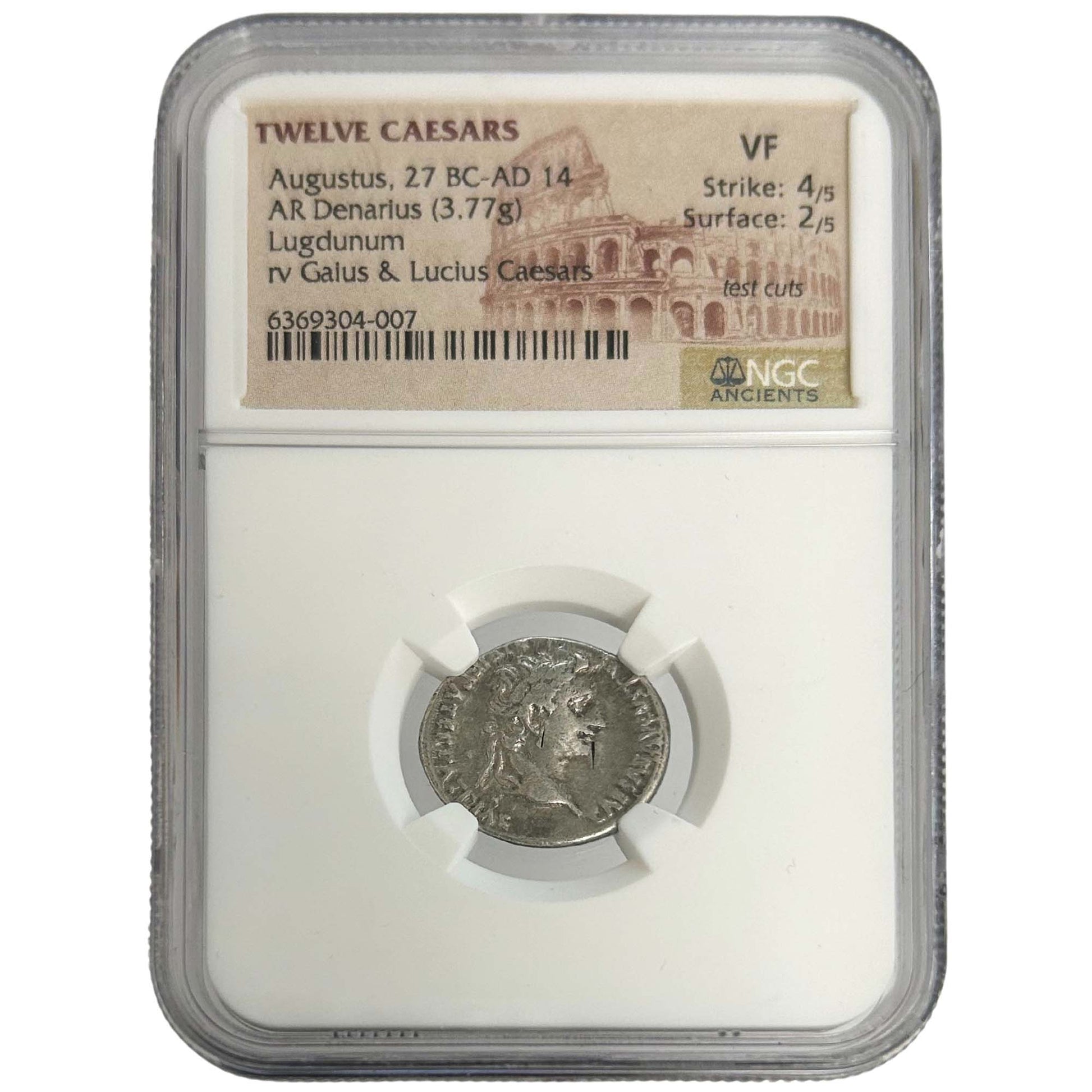 Twelve Caesars Augustus, 27 BC-AD 14. AR, Denarius Lugdunum Coin ZOOM