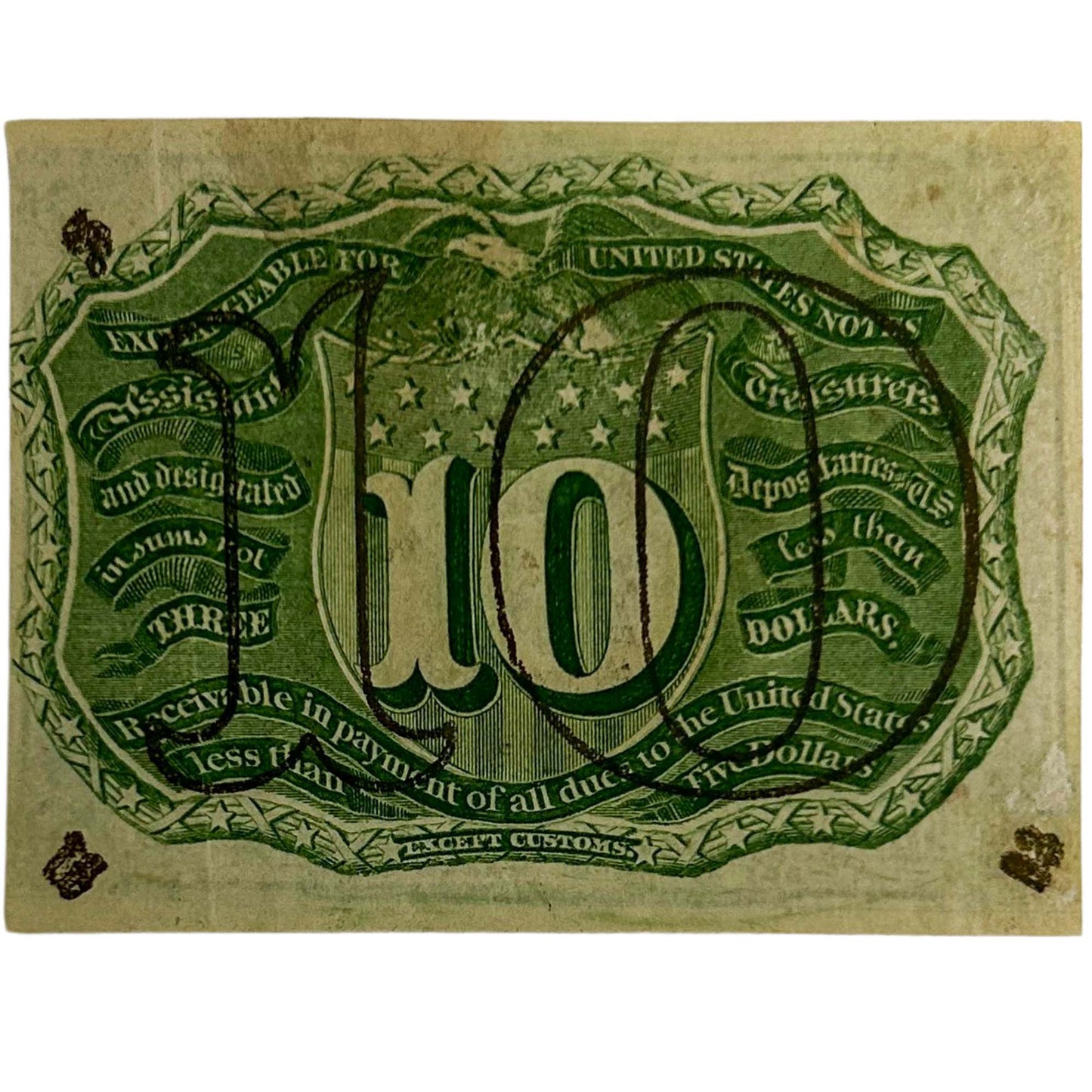 1863 US 10 Cents Fractional Currency Banknote