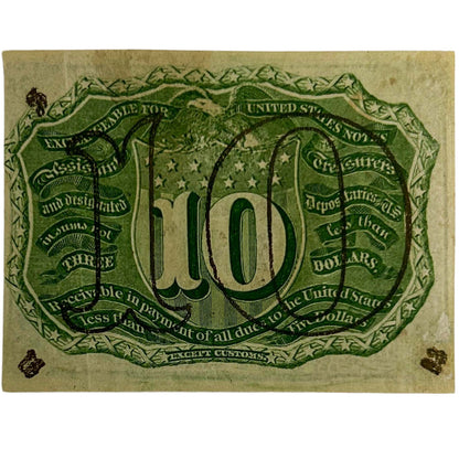 1863 US 10 Cents Fractional Currency Banknote