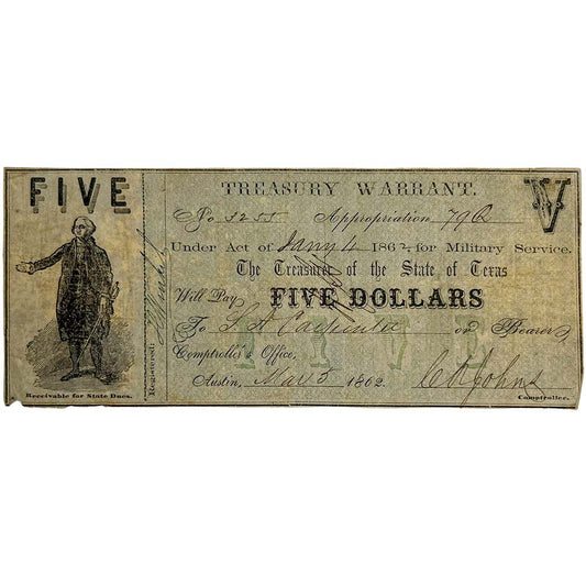 1862 $5 Treasury Warrant