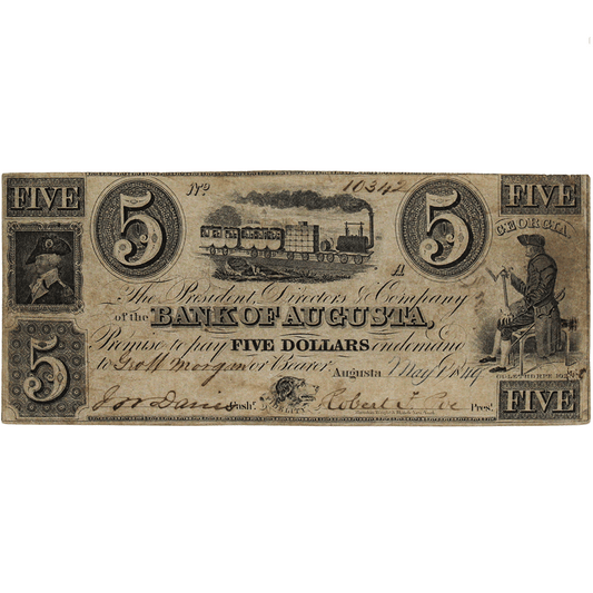 1849 Bank of Augusta $5 Gold & Silver Pawn Shop