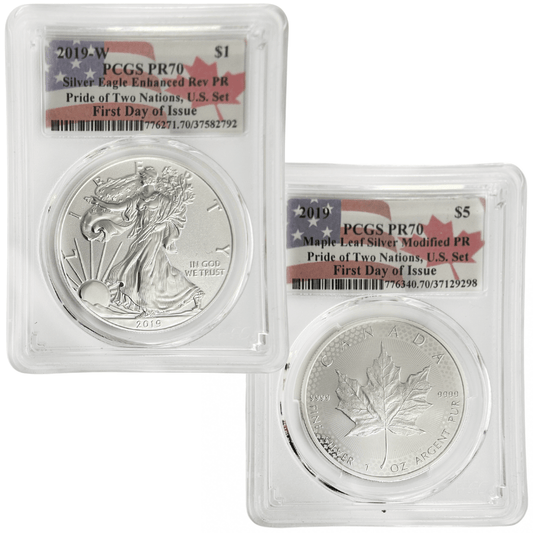 2019 W Silver Eagle $1 & 2019 Canada Maple Leaf Canada $5 Coins PCGS Gold & Silver Pawn Shop