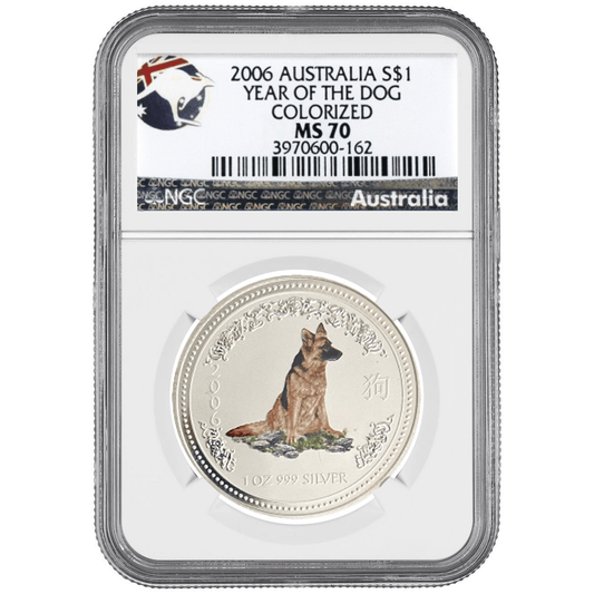 2006 Australia Year of The Dog Colorized MS 70 Gold & Silver Pawn Shop