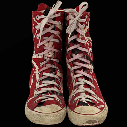 Eddie Van Halen Stage Worn and Autographed Converse Gold & Silver Pawn Shop