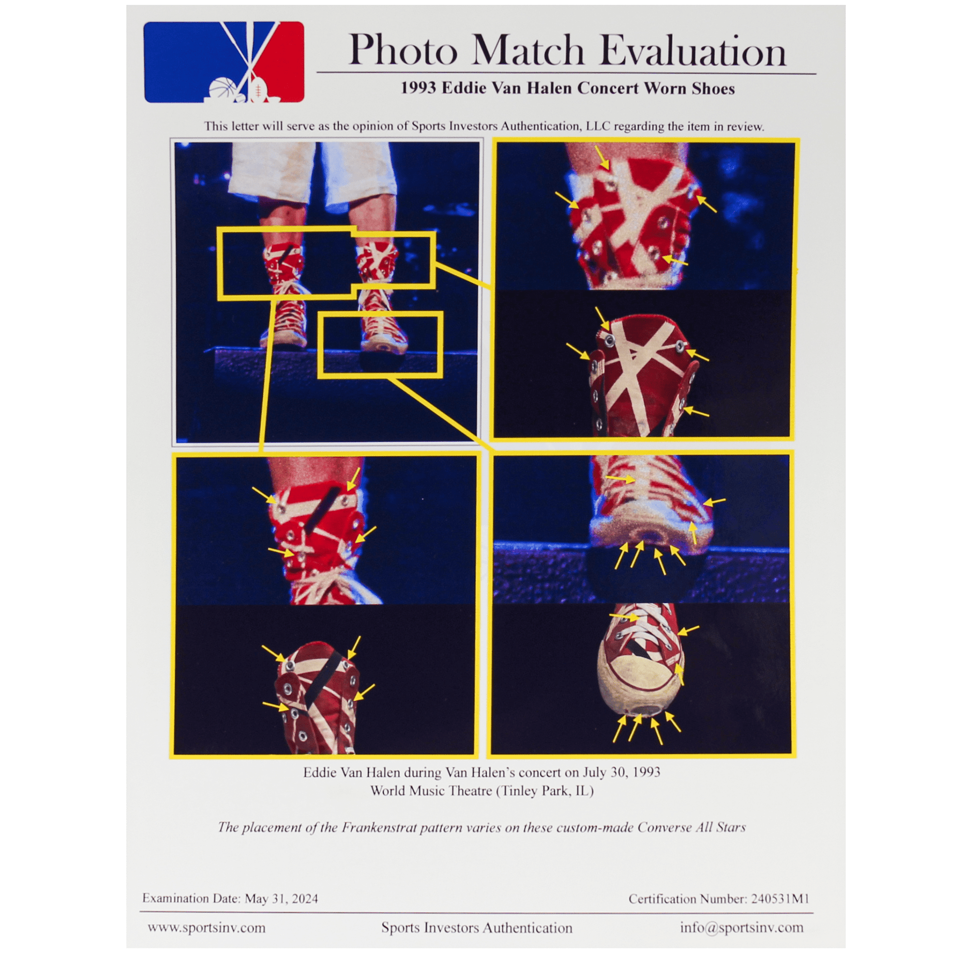 Eddie Van Halen Stage Worn and Autographed Converse Gold & Silver Pawn Shop