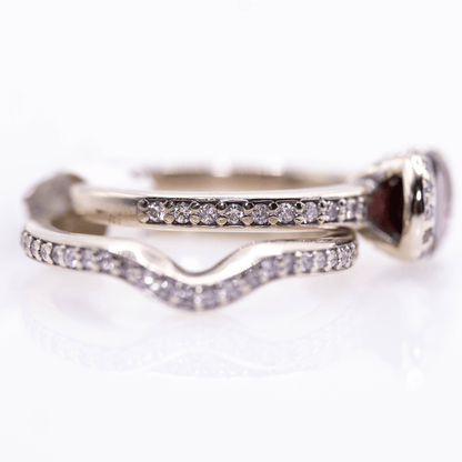 14K Round Cut Garnet Double Band Ring Gold & Silver Pawn Shop