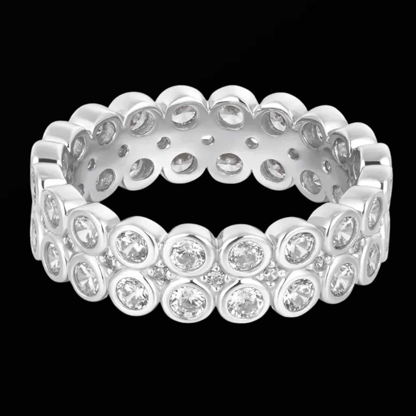 Silver Double Row Bezel Ring Gold & Silver Pawn Shop