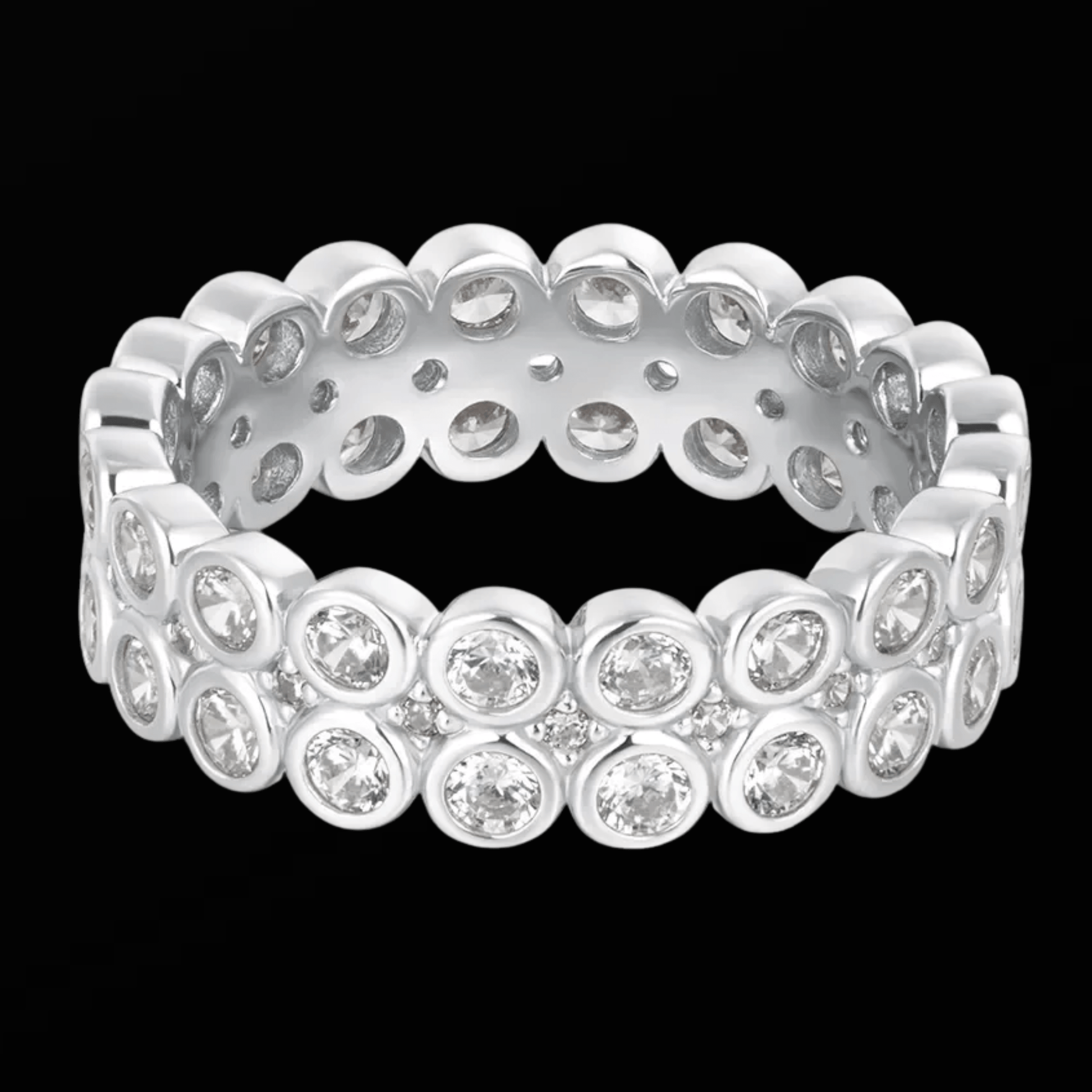 Silver Double Row Bezel Ring Gold & Silver Pawn Shop