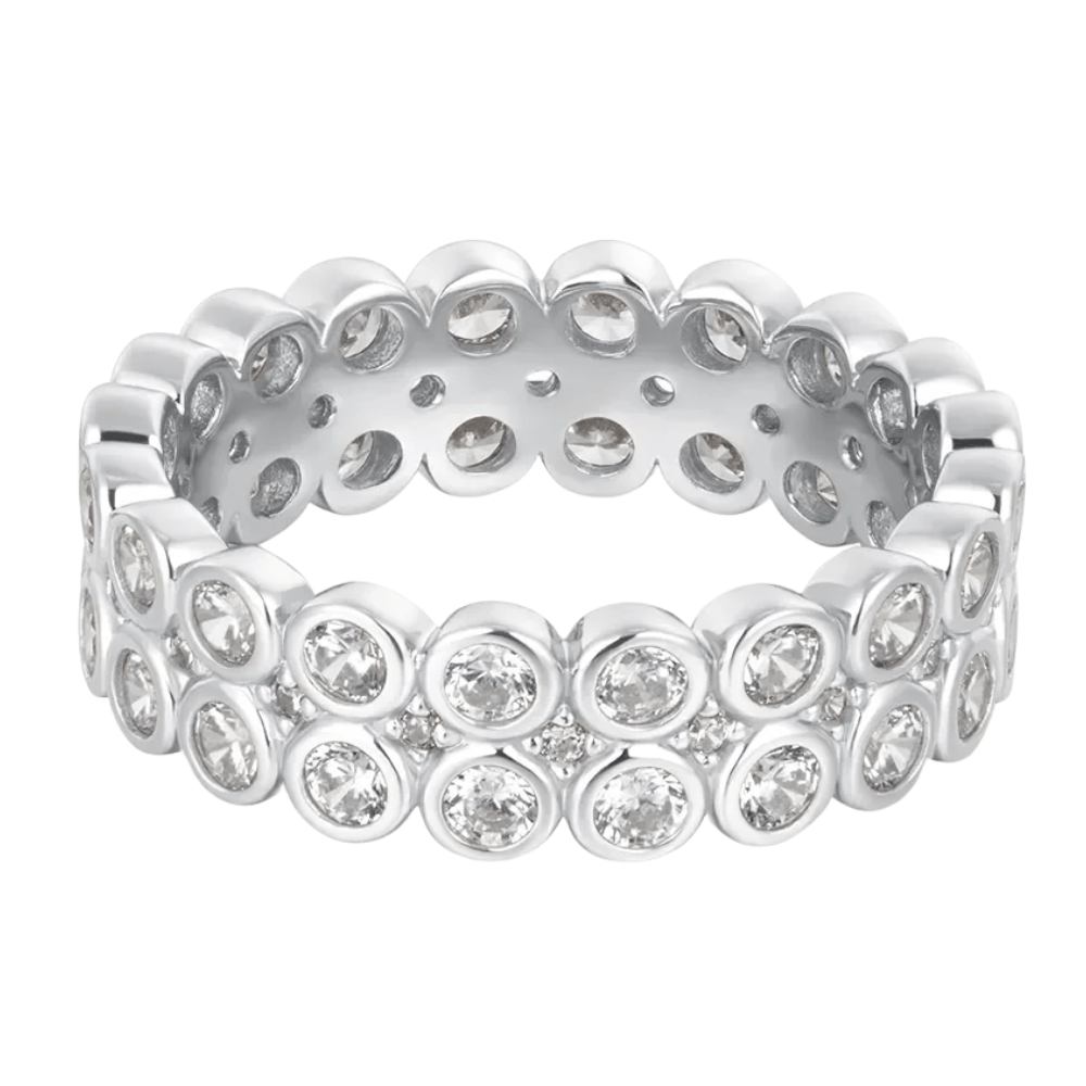 Silver Double Row Bezel Ring Gold & Silver Pawn Shop