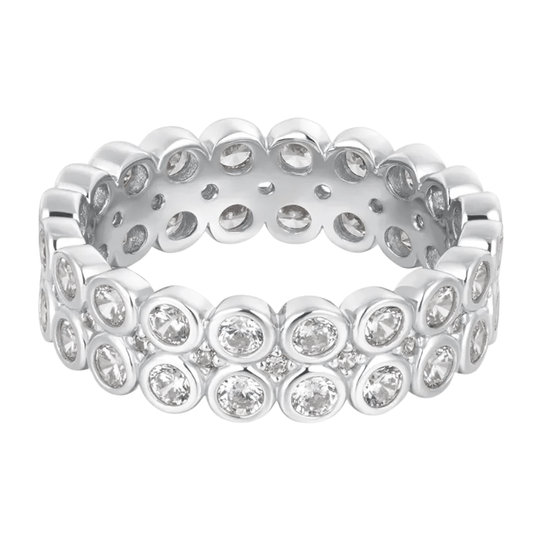 Silver Double Row Bezel Ring Gold & Silver Pawn Shop