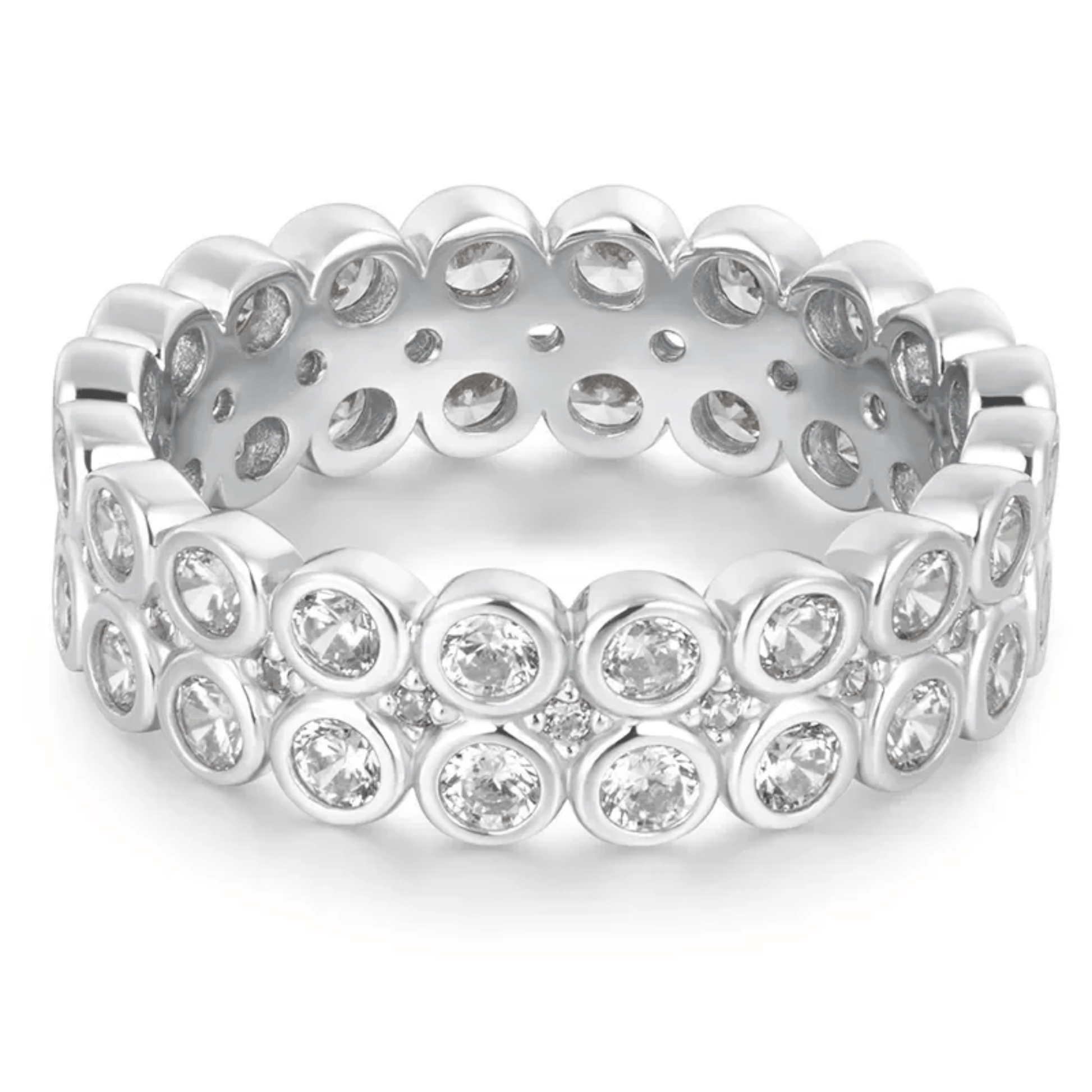 Silver Double Row Bezel Ring Gold & Silver Pawn Shop