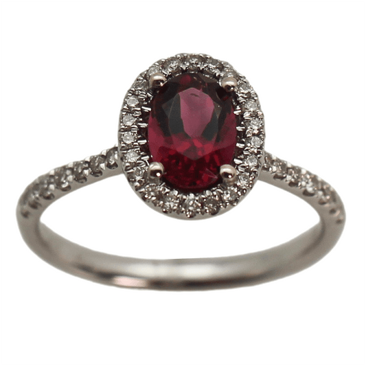14KWG Ruby Diamond Halo Ring Gold & Silver Pawn Shop