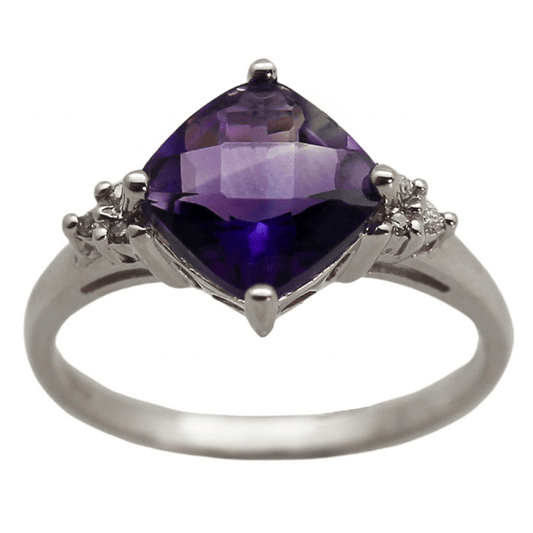 14KWG Cushion-Cut Amethyst Gemstone Ring Gold & Silver Pawn Shop