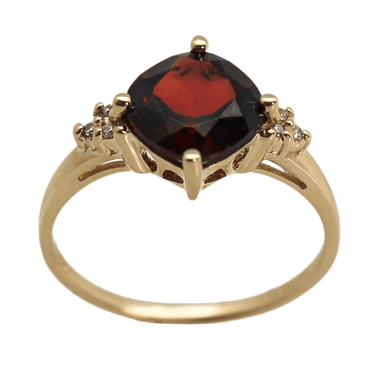 14K Cushion Cut Garnet Ring Gold & Silver Pawn Shop