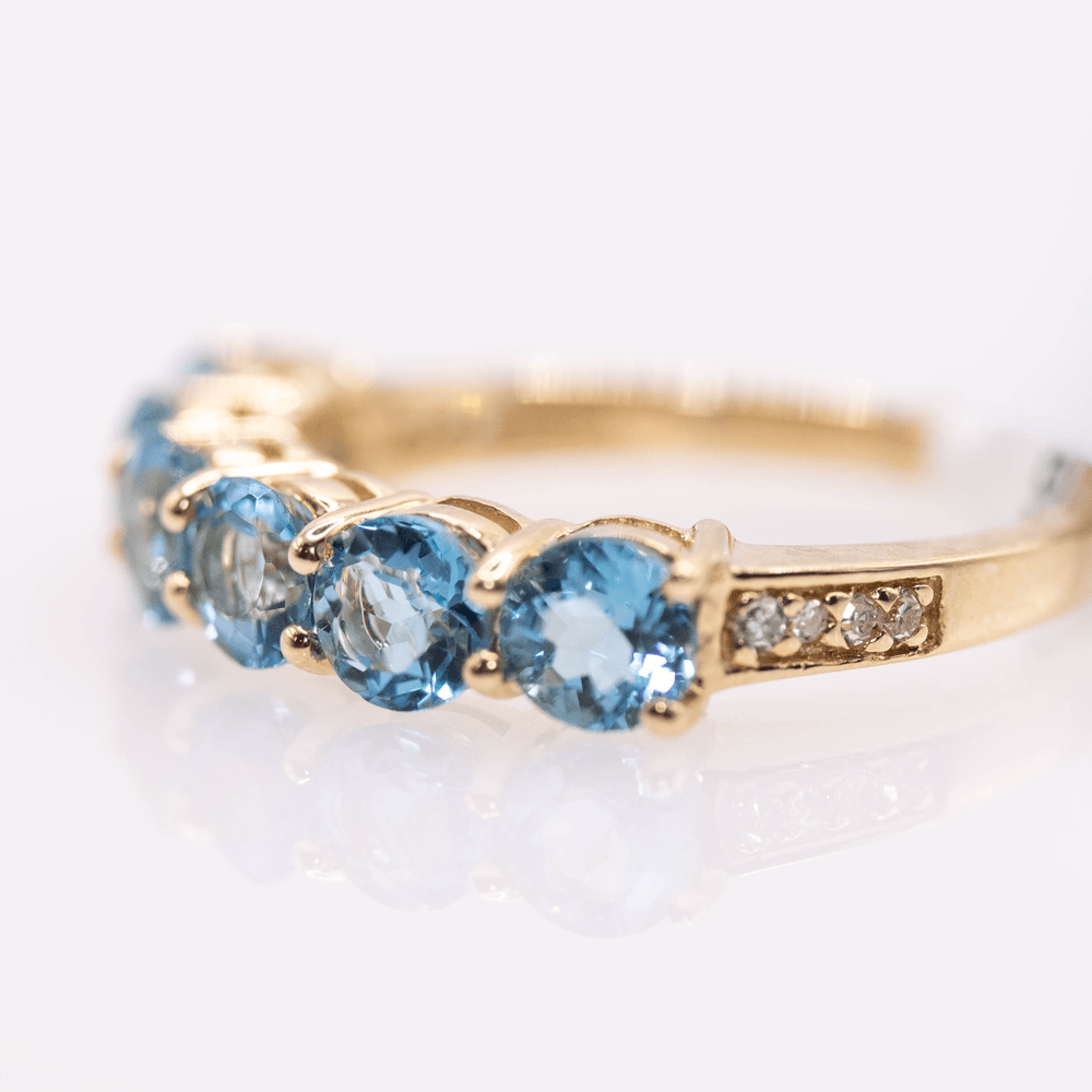 14K Blue Topaz Ring Gold & Silver Pawn Shop