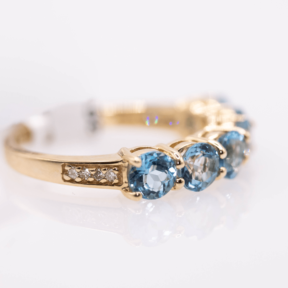 14K Blue Topaz Ring Gold & Silver Pawn Shop