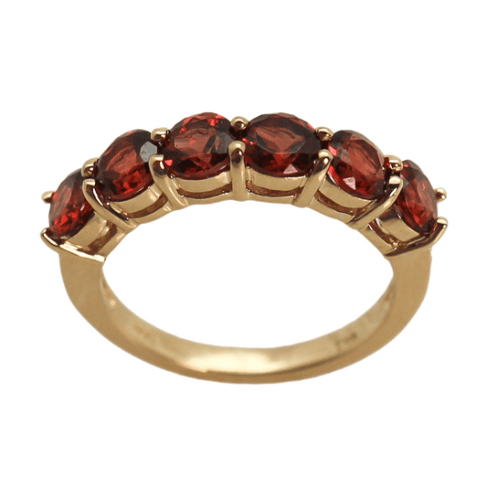 14K Round Cut 6 Gem Garnet Ring Gold & Silver Pawn Shop