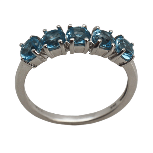 14KWG Blue Topaz 5-Stone Ring Gold & Silver Pawn Shop