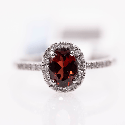 10K White Gold Oval Cut Garnet Ring Gold & Silver Pawn Shop