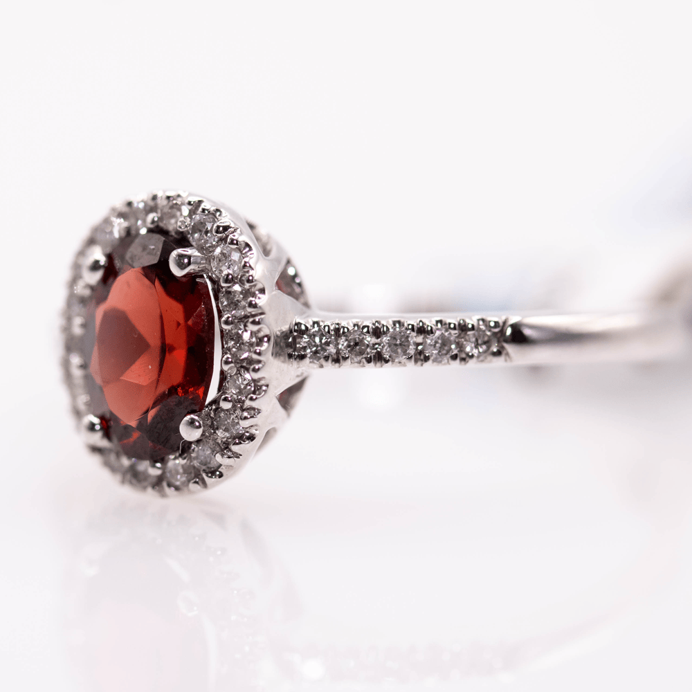 10K White Gold Oval Cut Garnet Ring Gold & Silver Pawn Shop