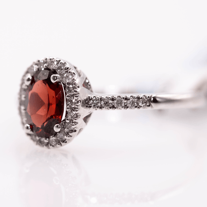 10K White Gold Oval Cut Garnet Ring Gold & Silver Pawn Shop