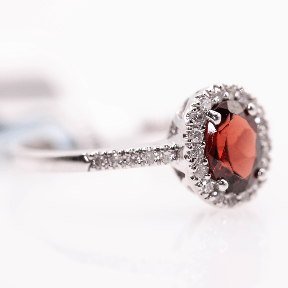 10K White Gold Oval Cut Garnet Ring Gold & Silver Pawn Shop