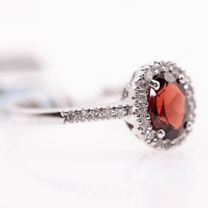 10K White Gold Oval Cut Garnet Ring Gold & Silver Pawn Shop