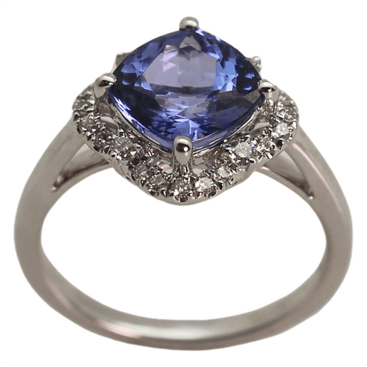 14K Cushion-Cut Tanzanite Halo Diamond Ring Gold & Silver Pawn Shop