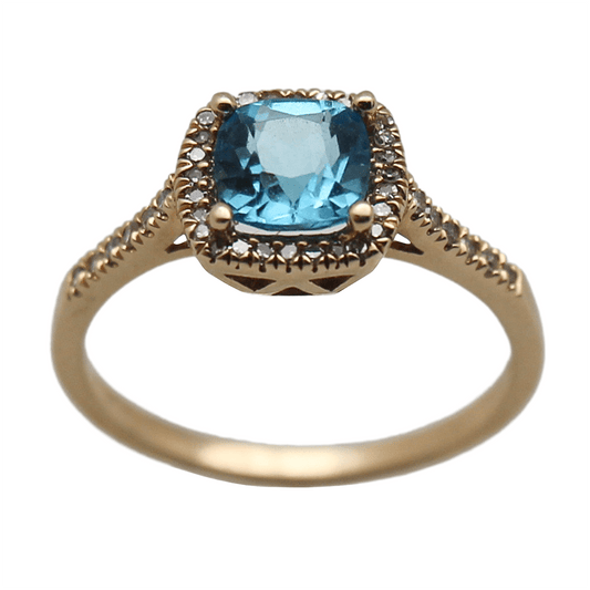 10K Dazzling Cushion Cut Topaz Ring Gold & Silver Pawn Shop