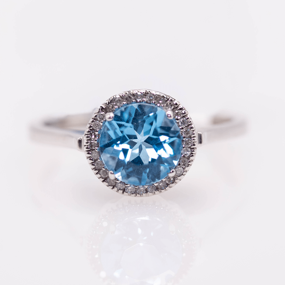 Round Cut Blue Topaz White Gold Ring Gold & Silver Pawn Shop